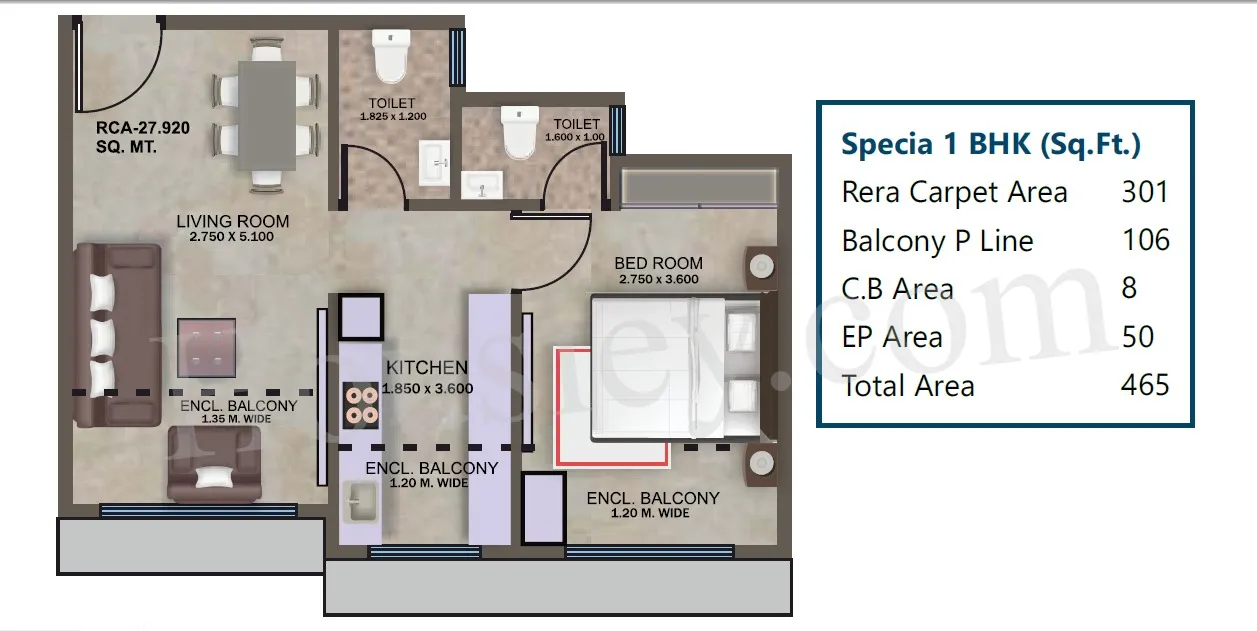 Navkar Harmony Unit plan - 465 sq.ft.